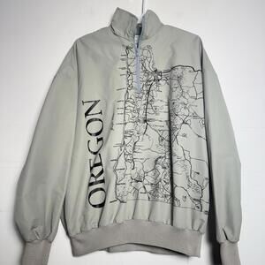 Rare VTG Where Wear Oregon Map Souvenir Pullover Jacket Wearin World USA Made M